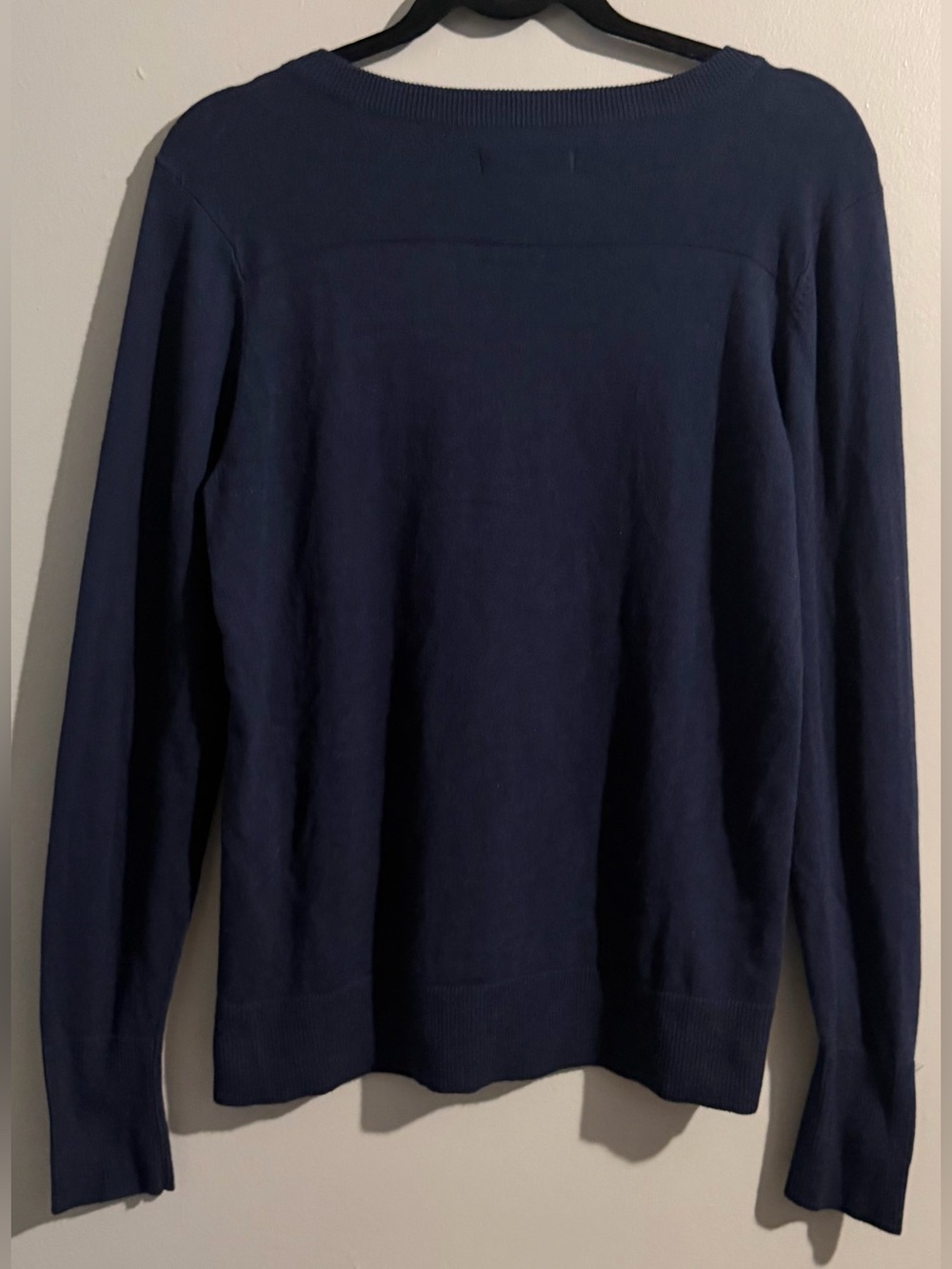Eddie Bauer Navy Cardigan with Rust Paisley Button Front Casual Preppy Sweater - Picture 2 of 10